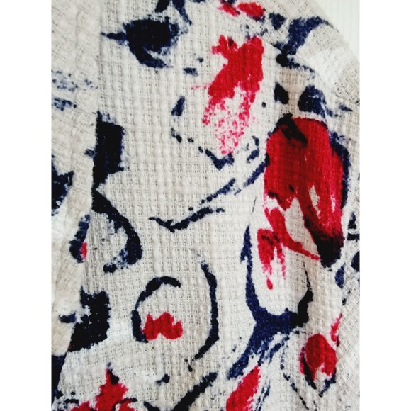 Coldwater Creek 18 Khaki Burlap Floral‎ Button Up Jacket Pockets Red Floral NEW - Picture 6 of 7